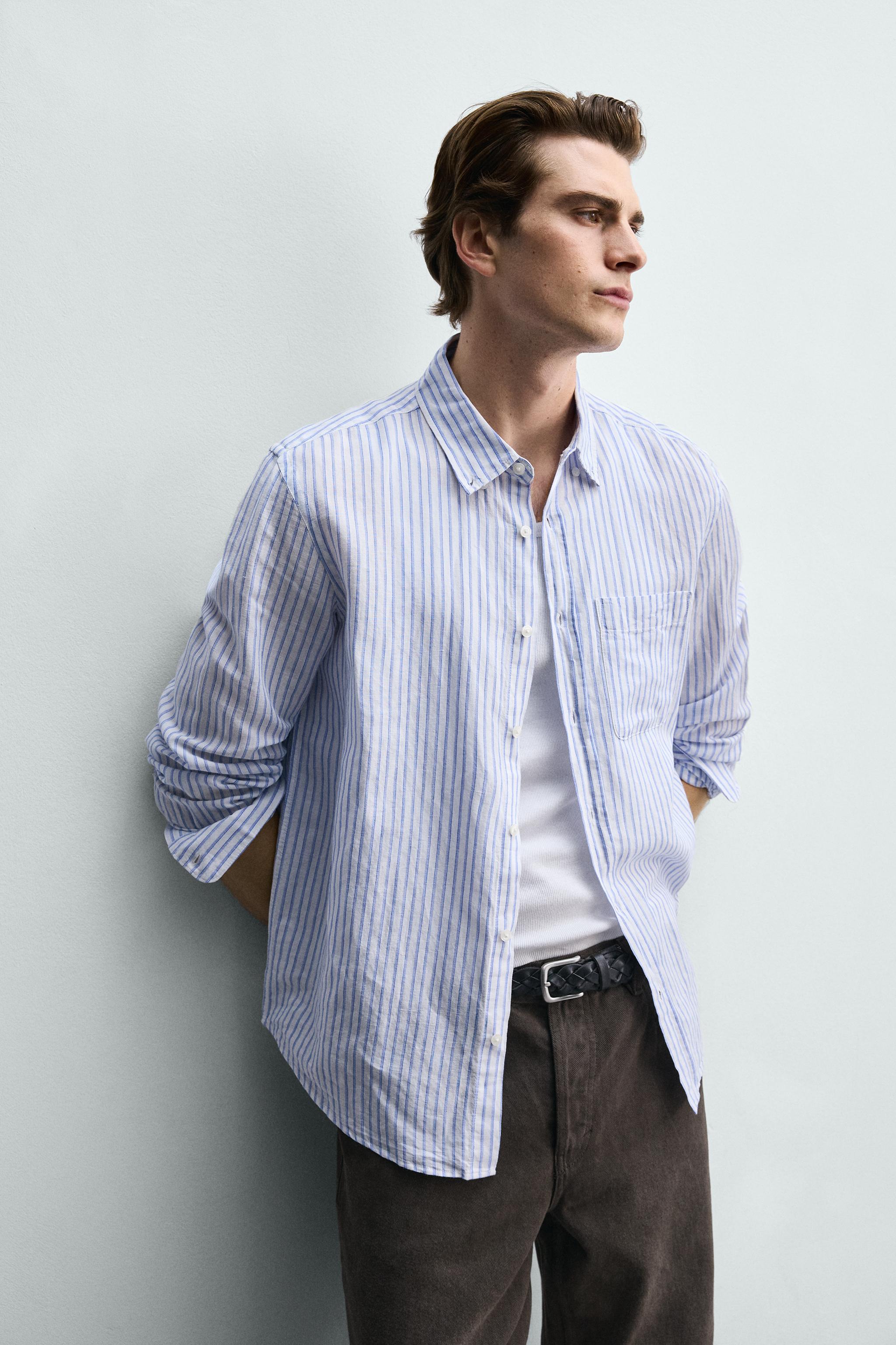 REGULAR FIT LINEN-COTTON SHIRT